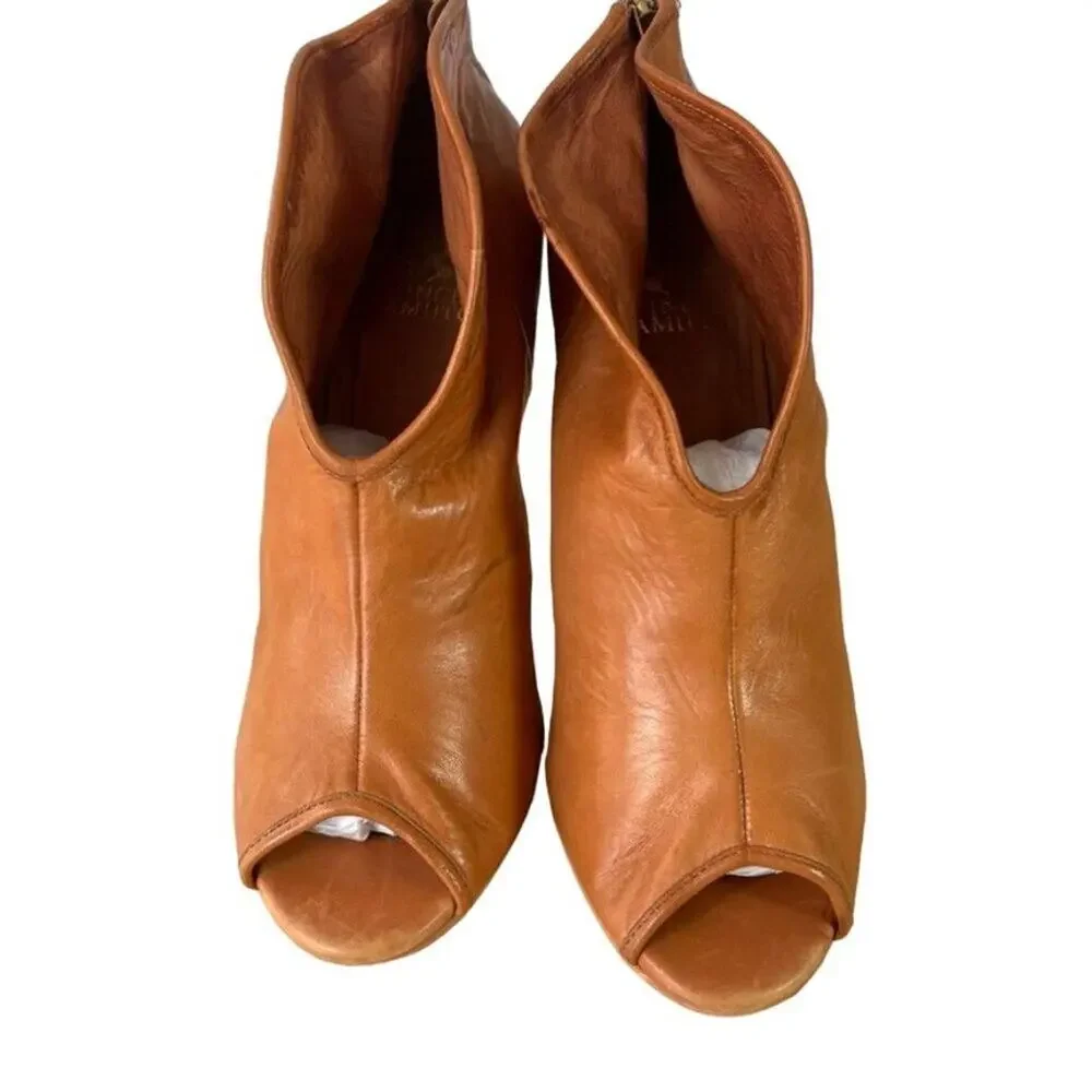 Vince Camuto Booties Womens Ambers Soft Leather Peep Toe Back Zipper Cone Heels